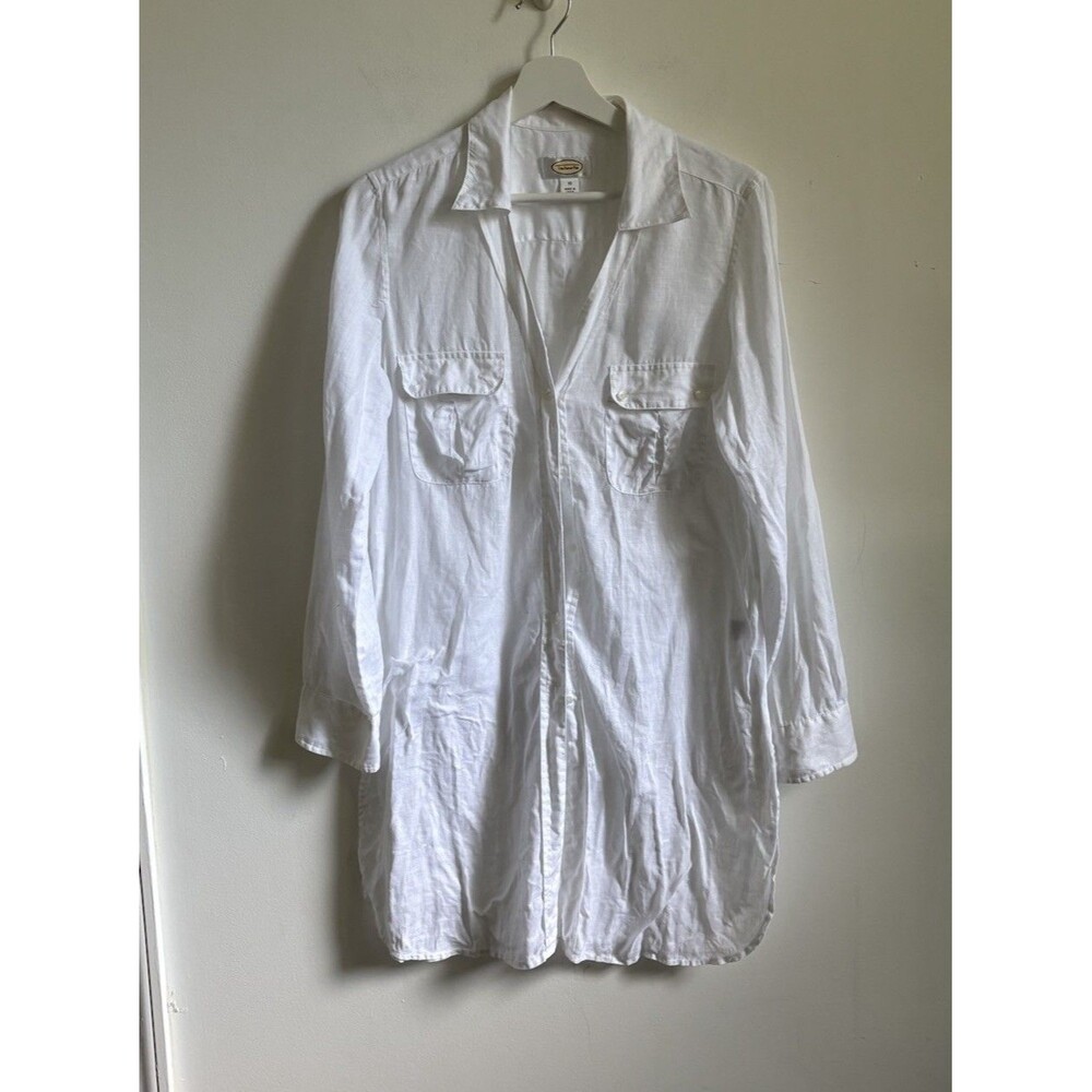 Talbots Linen Shirt Dress Cover Up Sz 10 Summer Vacation